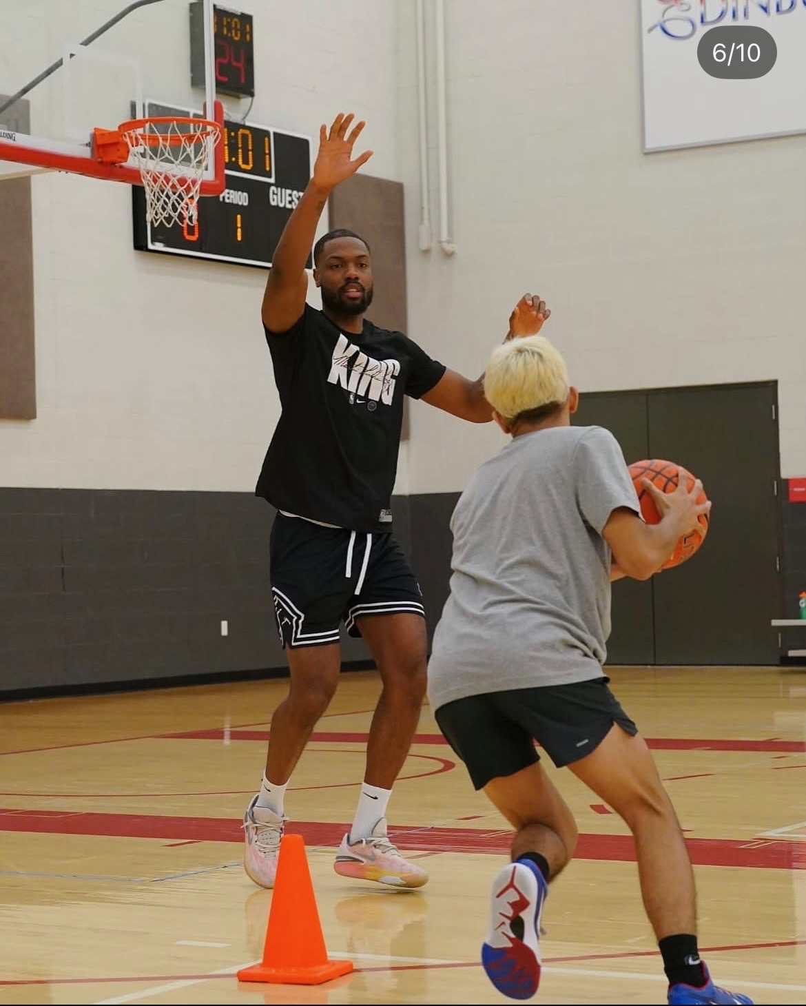 Shawn demonstrating defensive positioning